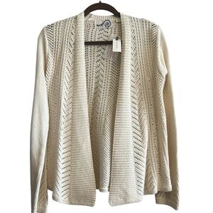 100% Cotton Anthropologie Rosie Neira Cream/Ivory Open-Knit Cardigan NEW  Medium